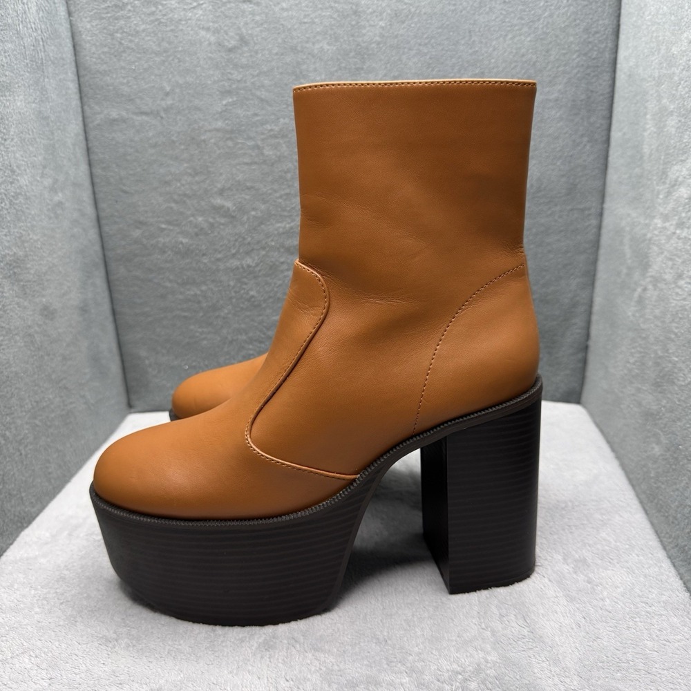 Urban Outfitters Women's 7 Brown Platform Ankle Boots Y2K Chunky Block Heel